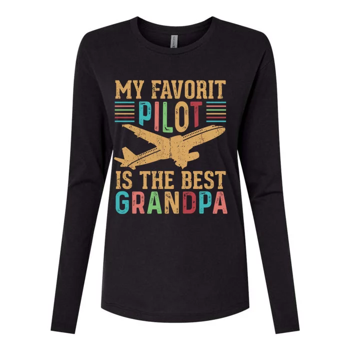 My Favorit Pilot Is The Best Grandpa Funny Gift Womens Cotton Relaxed Long Sleeve T-Shirt