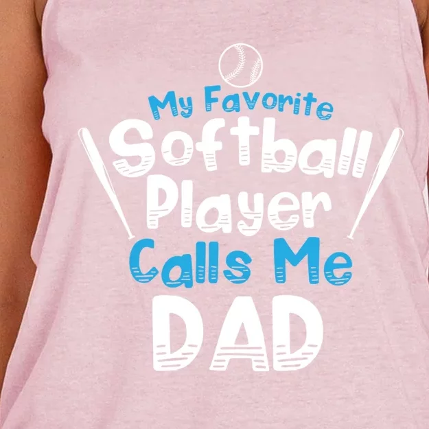 My Favorite Player Calls Me Dad Softball Player Softball Gift Women's Knotted Racerback Tank