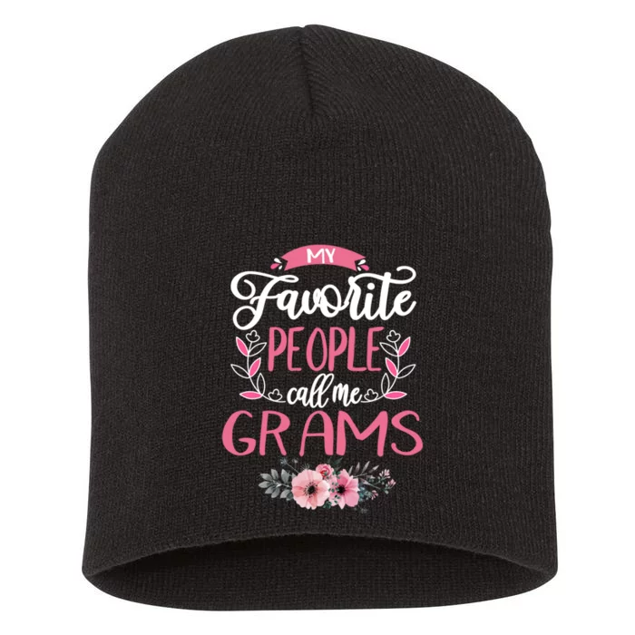 My Favorite People Call Me Grams Grandma Short Acrylic Beanie