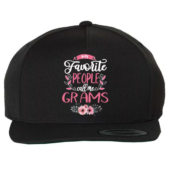 My Favorite People Call Me Grams Grandma Wool Snapback Cap