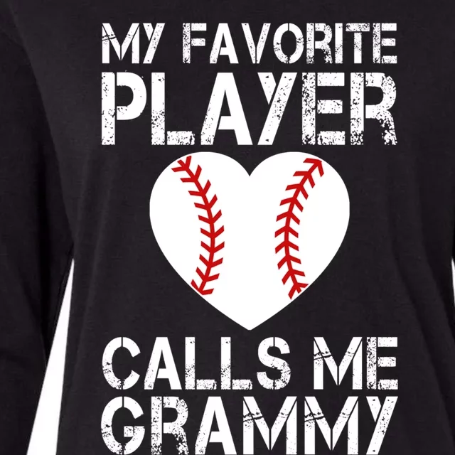 My Favorite Player Calls Me Grammy Baseball Heart Cute Gift Womens Cotton Relaxed Long Sleeve T-Shirt