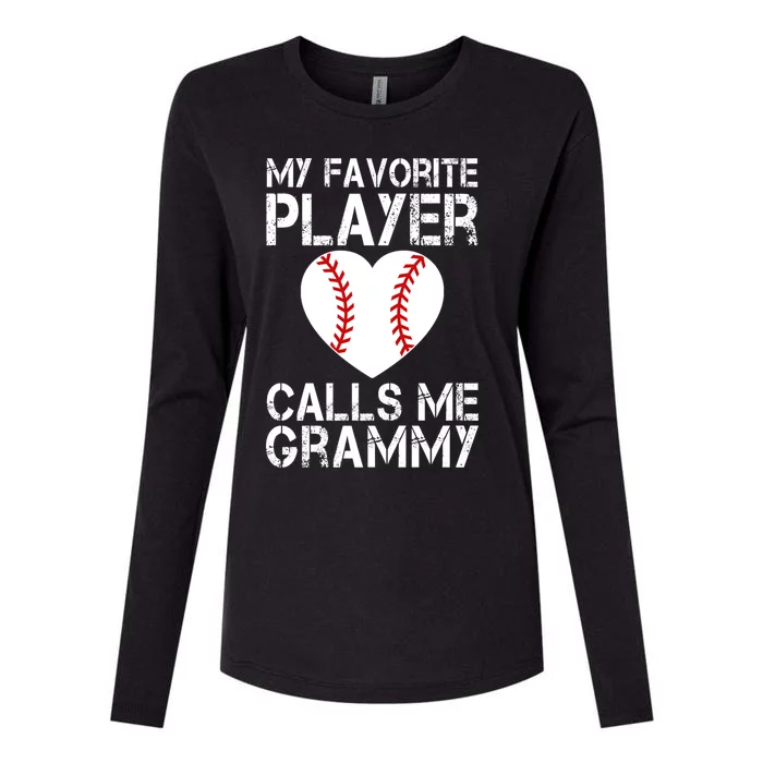 My Favorite Player Calls Me Grammy Baseball Heart Cute Gift Womens Cotton Relaxed Long Sleeve T-Shirt