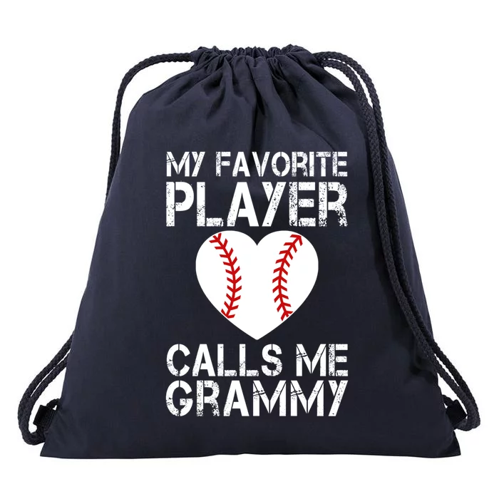 My Favorite Player Calls Me Grammy Baseball Heart Cute Gift Drawstring Bag