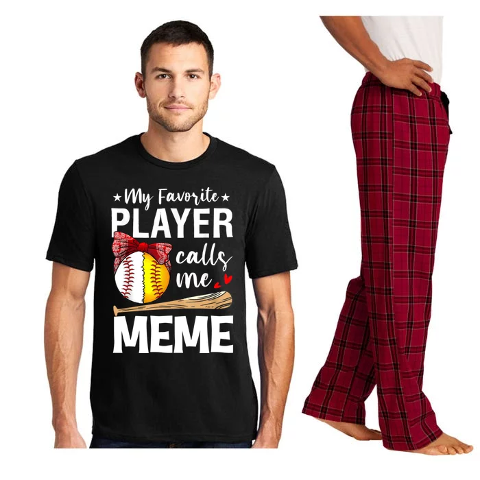 My Favorite Player Calls Me Meme Baseball Softball Gift Pajama Set