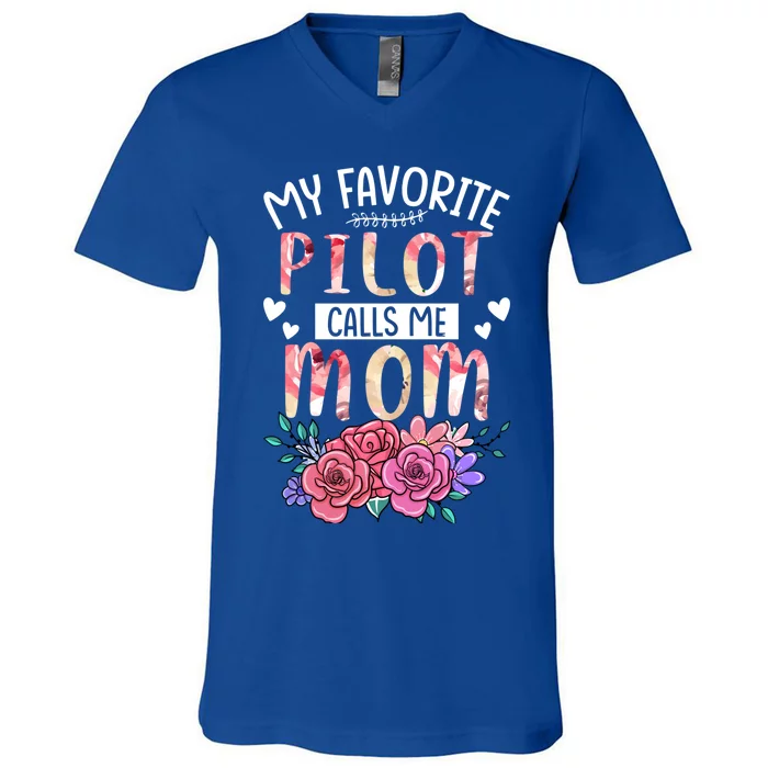 My Favorite Pilot Call Me Mom Happy Mothers Day Costume Cool Gift V-Neck T-Shirt