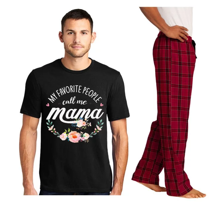 My Favorite People Call Me Mama Floral Mom Mother's Day Gift Pajama Set