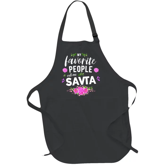 My Favorite People Call Me Savta Full-Length Apron With Pocket