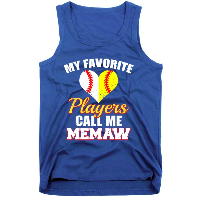 My Favorite Players Call Me Memaw Baseball Softball Memaw Gift Tank Top