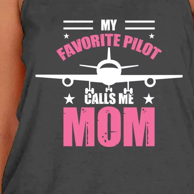 My Favorite Pilot Calls Me Mom Airbus 320 Gift Women's Knotted Racerback Tank