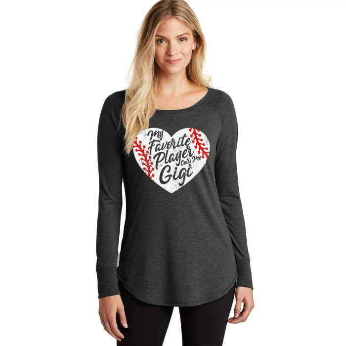 My Favorite Player Calls Me Gigi Baseball Heart Cute Grandma Women's Perfect Tri Tunic Long Sleeve Shirt