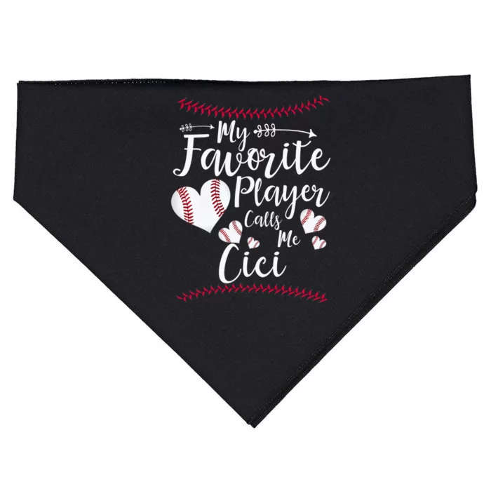 My Favorite Player Calls Me Cici Baseball Heart USA-Made Doggie Bandana