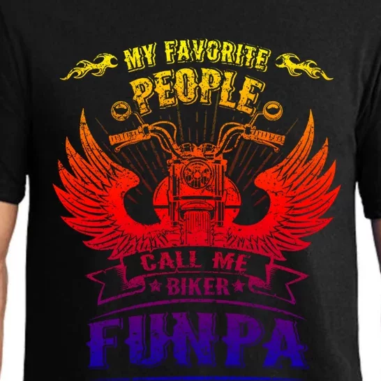 My Favorite People Call Me Biker Funpa Grandpa Motorcycle Gift Pajama Set