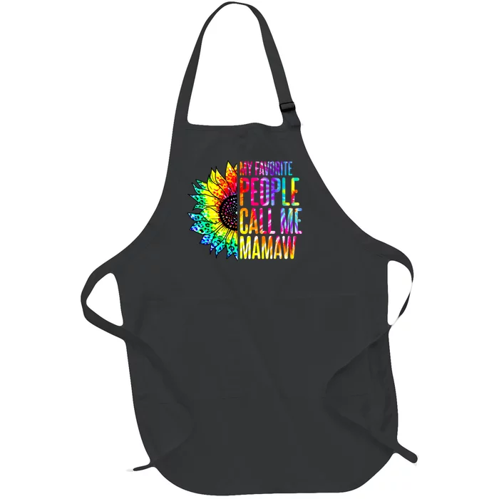 My Favorite People Call Me Mamaw Sunflower Full-Length Apron With Pocket