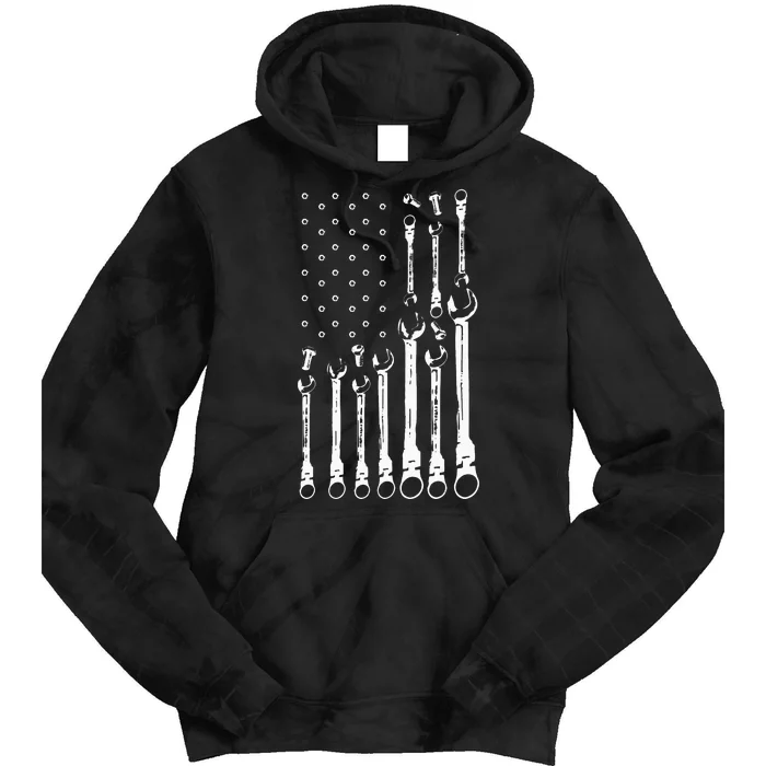 Mechanic Flag Patriotic Mechanic USA Flag Gift Tie Dye Hoodie