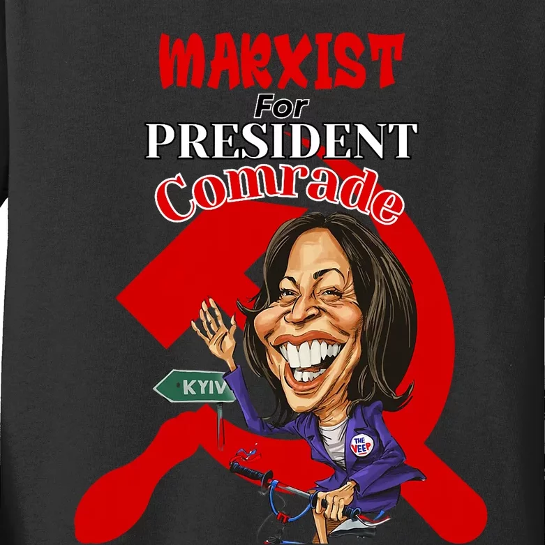 Marxist For President Comrade Kamala Harris Funny President Kids Long Sleeve Shirt