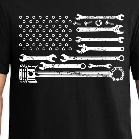 Mechanic Flag Patriotic Car Auto Mechanic Usa Flag Gift Pajama Set