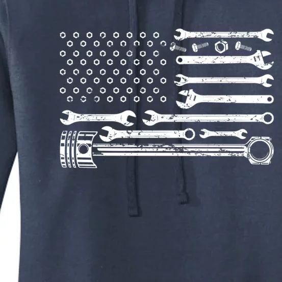 Mechanic Flag Patriotic Car Auto Mechanic Usa Flag Gift Women's Pullover Hoodie