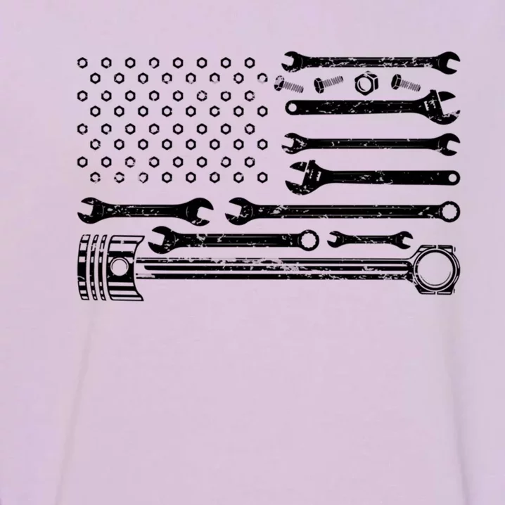 Mechanic Flag Patriotic Car Auto Mechanic Usa Flag Gift Garment-Dyed Sweatshirt