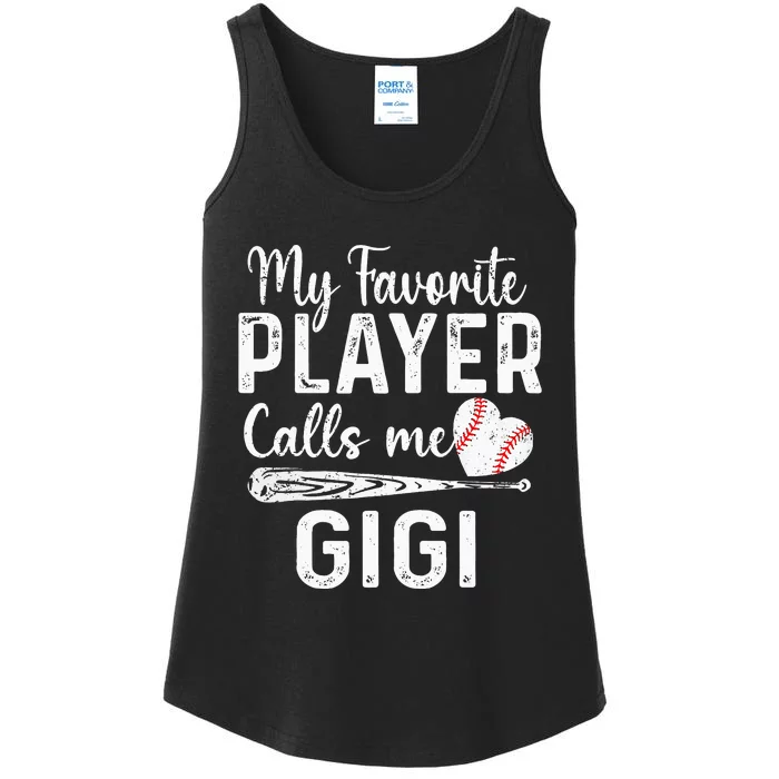 My Favorite Player Calls Me Gigi Baseball Heart Ladies Essential Tank