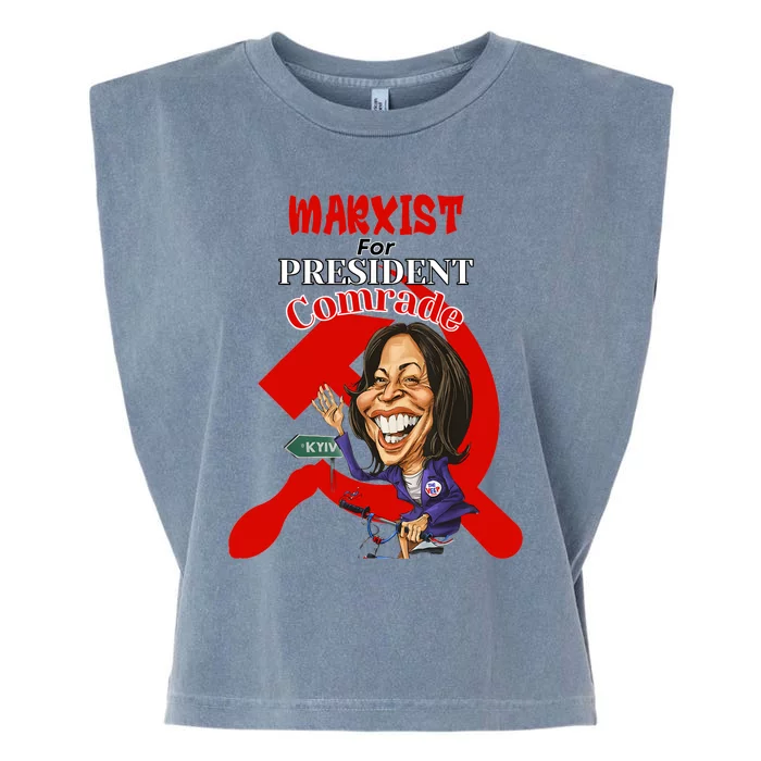 Marxist For President Comrade Kamala Harris Funny President Garment-Dyed Women's Muscle Tee