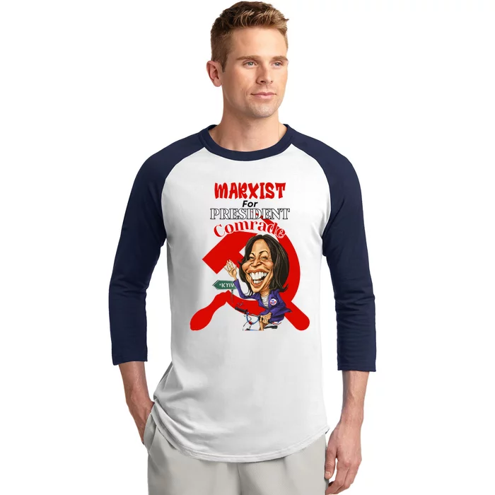 Marxist For President Comrade Kamala Harris Funny President Baseball Sleeve Shirt