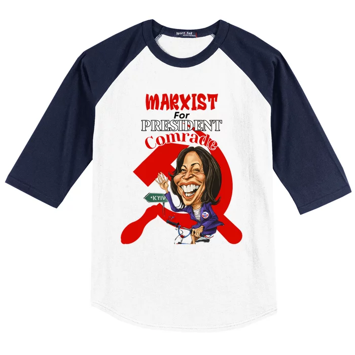 Marxist For President Comrade Kamala Harris Funny President Baseball Sleeve Shirt