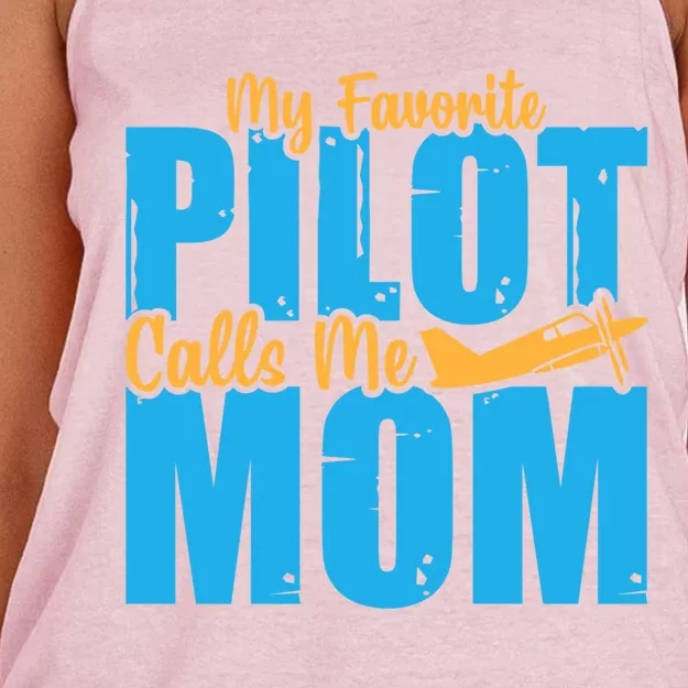 My Favorite Pilot Calls Me Mom Where Are You Funny Gift Women's Knotted Racerback Tank