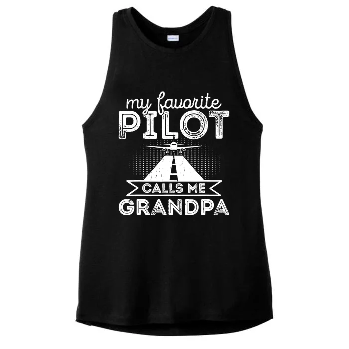 My Favorite Pilot Calls Me Grandpa Funny Pilot FatherS Day Ladies Tri-Blend Wicking Tank