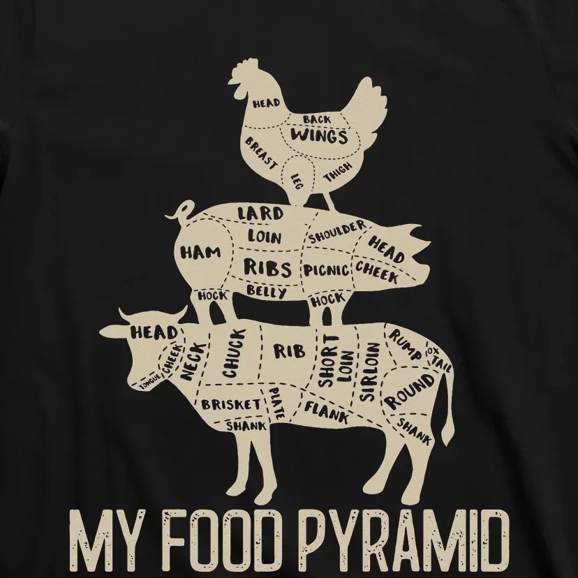 My Food Pyramid Funny Bbq Cow Pig Chicken T-Shirt