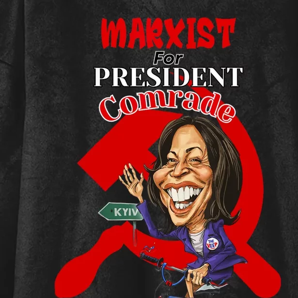 Marxist For President Comrade Kamala Harris Funny President Hooded Wearable Blanket