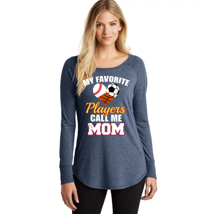 My Favorite Players Call Me Mom Baseball Soccer Basketball Gift Women's Perfect Tri Tunic Long Sleeve Shirt