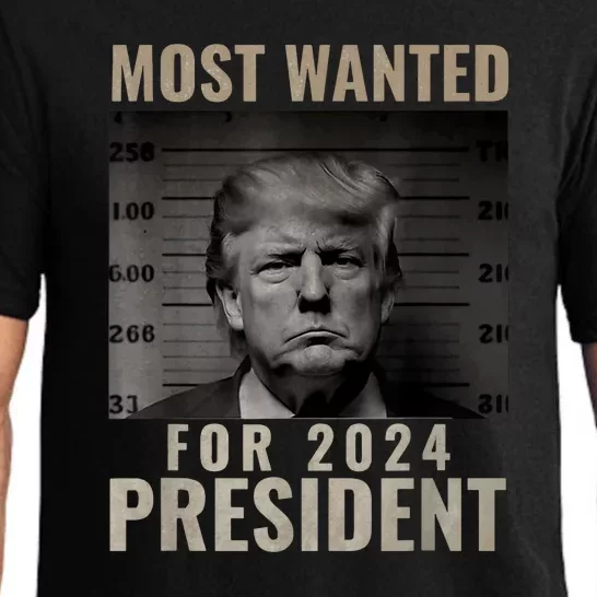 Mugshot For President Most Wanted Funny Trump 2024 Gift Pajama Set