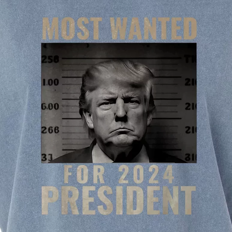 Mugshot For President Most Wanted Funny Trump 2024 Gift Garment-Dyed Women's Muscle Tee