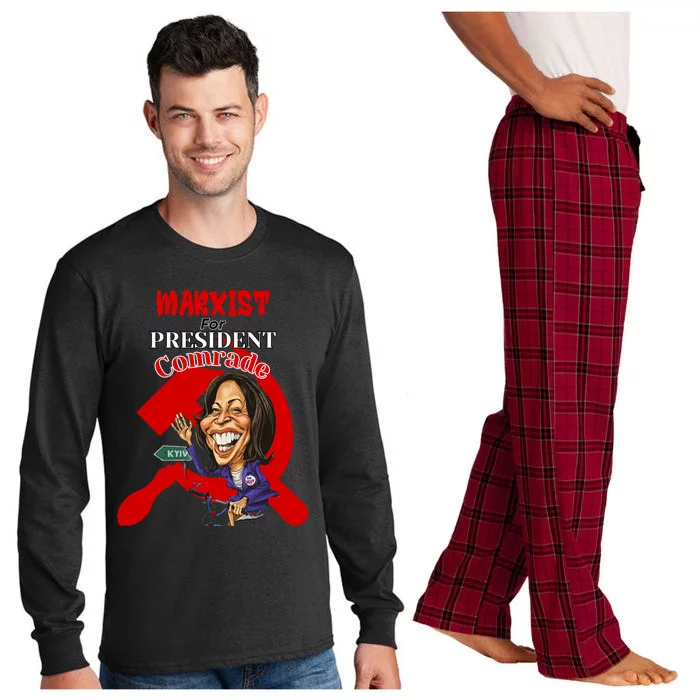 Marxist For President Comrade Anti Kamala Harris Funny President Long Sleeve Pajama Set