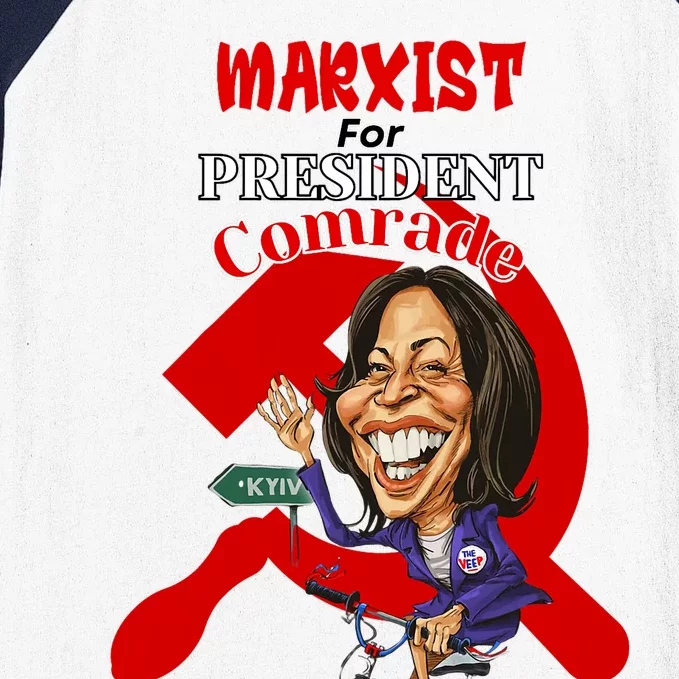 Marxist For President Comrade Anti Kamala Harris Funny President Baseball Sleeve Shirt