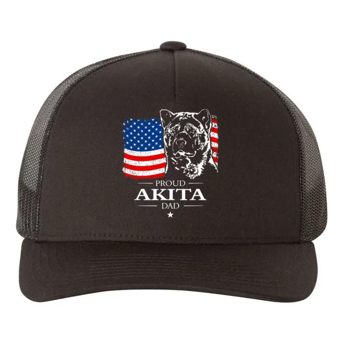 Mens Funny Proud Akita Dad American Flag Patriotic Dog Gift Yupoong Adult 5-Panel Trucker Hat