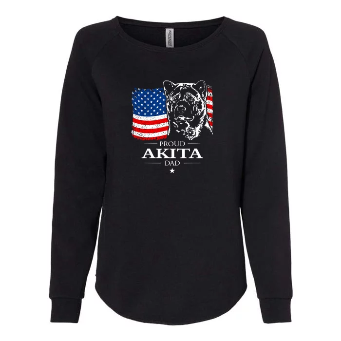 Mens Funny Proud Akita Dad American Flag Patriotic Dog Gift Womens California Wash Sweatshirt