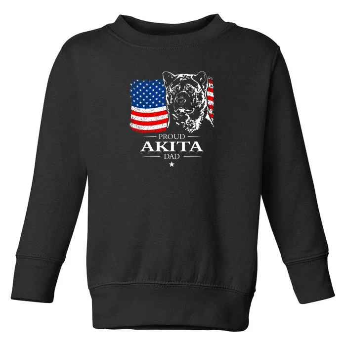 Mens Funny Proud Akita Dad American Flag Patriotic Dog Gift Toddler Sweatshirt