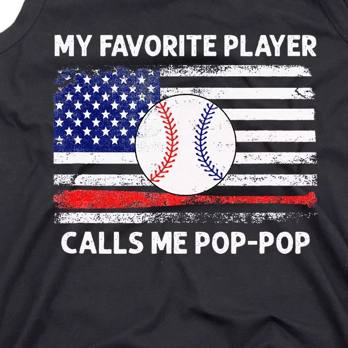 My Favorite Player Calls Me Pop Pop American Flag Baseball Tank Top