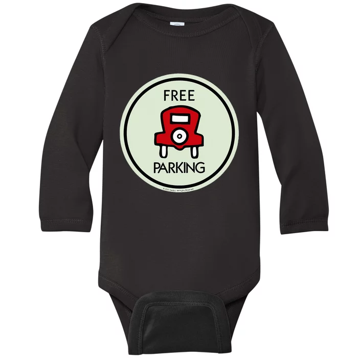 M.O.N.O.P.O.L.Y Free Parking Game Board Baby Long Sleeve Bodysuit