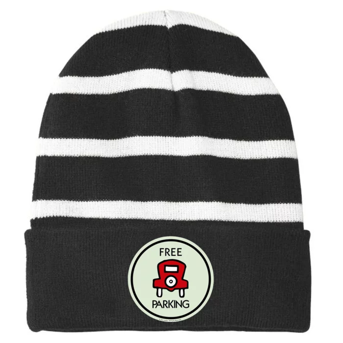 M.O.N.O.P.O.L.Y Free Parking Game Board Striped Beanie with Solid Band