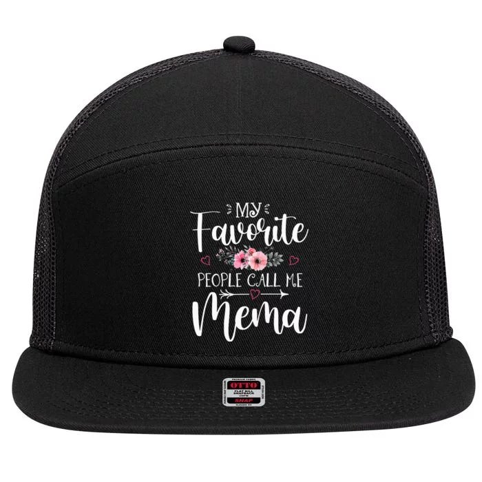 My Favorite People Call Me Mema Floral Mother's Day 7 Panel Mesh Trucker Snapback Hat