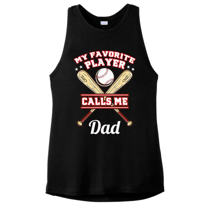 My Favorite Player Calls Me Dad Baseball Ladies Tri-Blend Wicking Tank