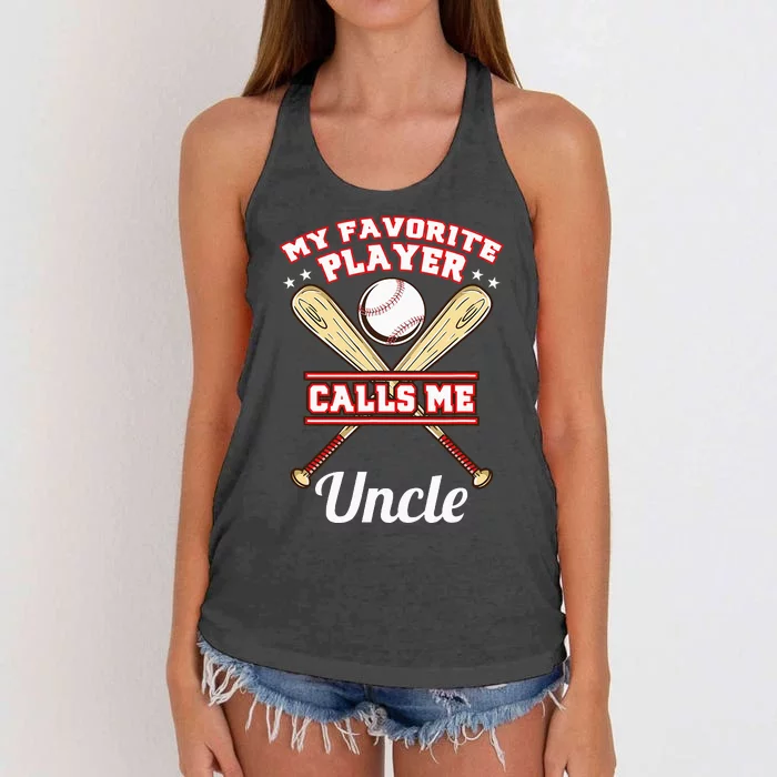 My Favorite Player Calls Me Uncle Baseball Women's Knotted Racerback Tank