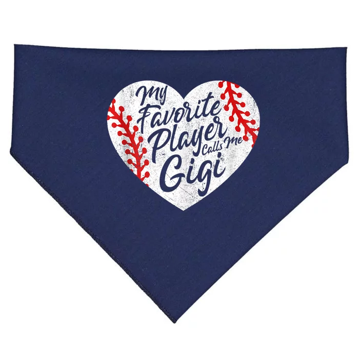 My Favorite Player Calls Me Gigi Baseball Heart Cute Grandma USA-Made Doggie Bandana