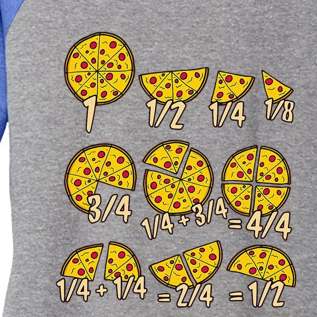 Math Fractions Pizza Salami Cheese Math Teachers Nerd Women's Tri-Blend 3/4-Sleeve Raglan Shirt