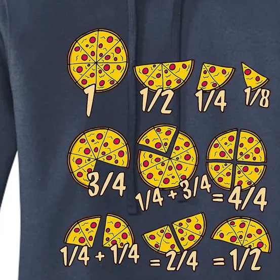 Math Fractions Pizza Salami Cheese Math Teachers Nerd Women's Pullover Hoodie