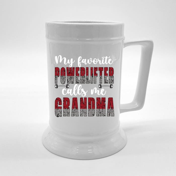 My Favorite Powerlifter Calls Me Powerlifting Grandma Gift Front & Back Beer Stein