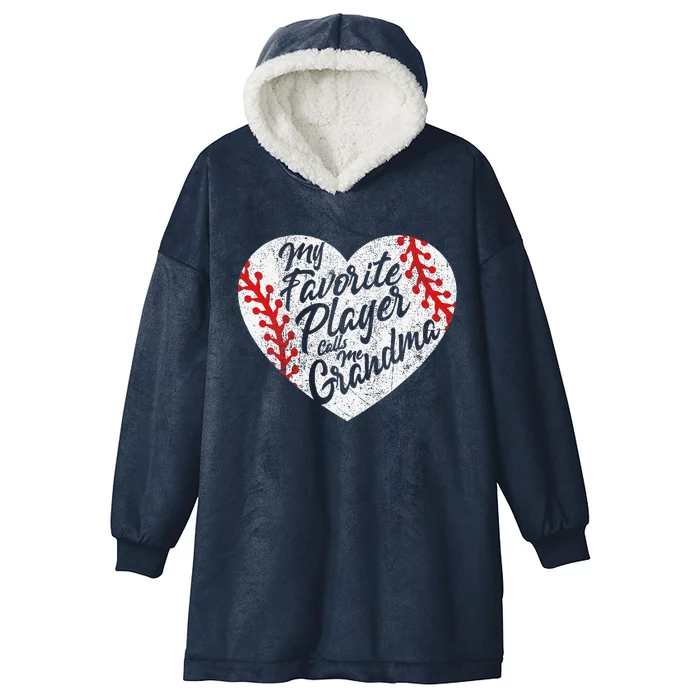 My Favorite Player Calls Me Grandma Baseball Heart Hooded Wearable Blanket