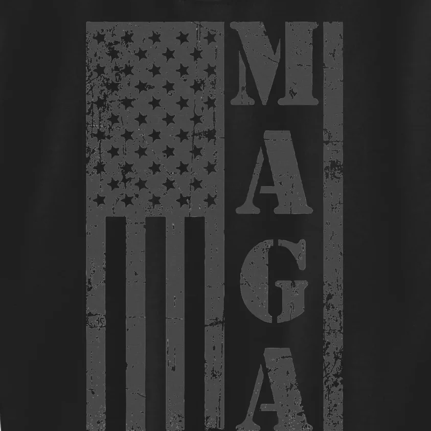 Maga Flag Patriotic Gray Distressed American Flag Kids Sweatshirt